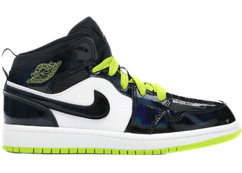 Jordan 1 Mid Black Cyber Mystic Green (PS) for sale