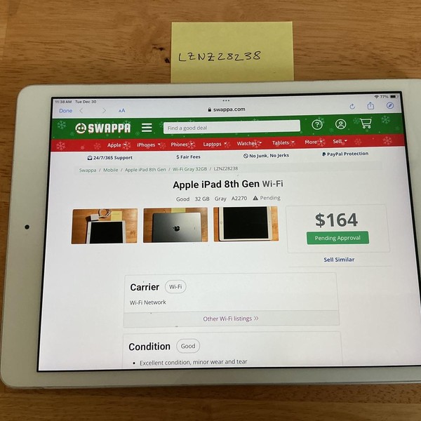 Apple iPad 8th Gen - Wi-Fi, Gray, 32 GB, A2270