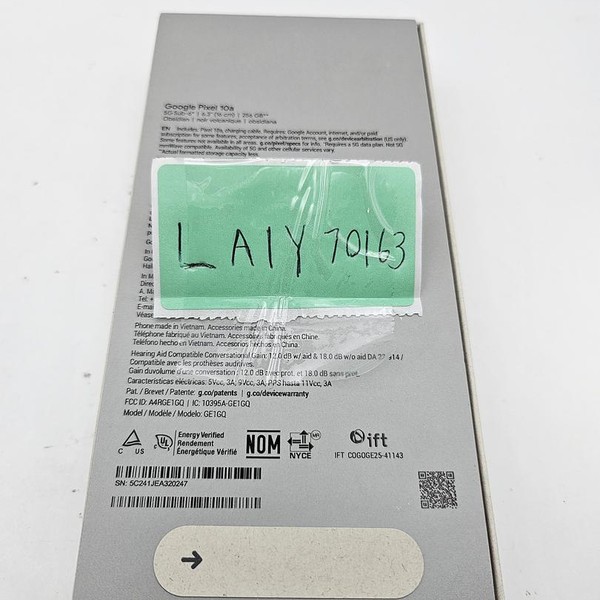 Google Pixel 10a - Unlocked, 256 GB, Obsidian, GE1GQ