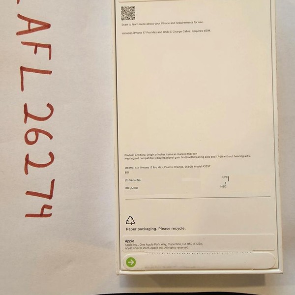 Apple iPhone 17 Pro Max - Unlocked, 256 GB, Cosmic Orange, A3257