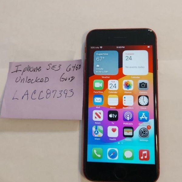 Apple iPhone SE 3rd Gen 2022 - Unlocked, 64 GB, Red, A2595