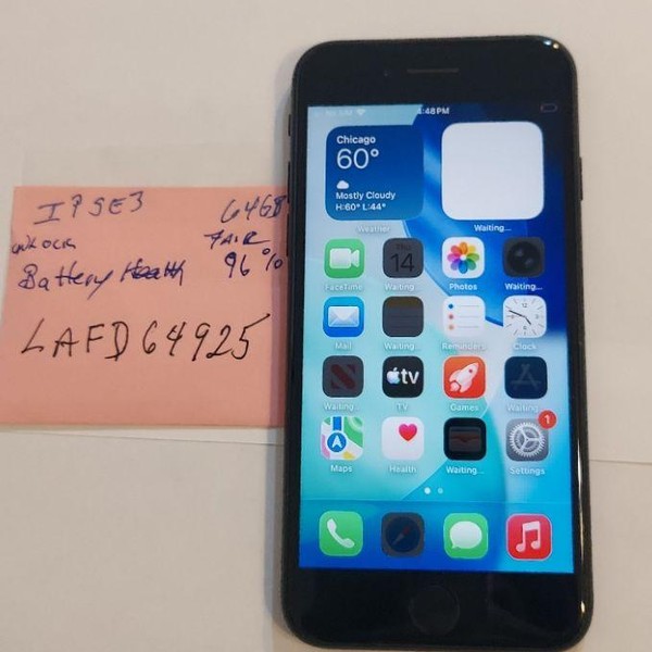 Apple iPhone SE 3rd Gen 2022 - Unlocked, 64 GB, Midnight, A2595