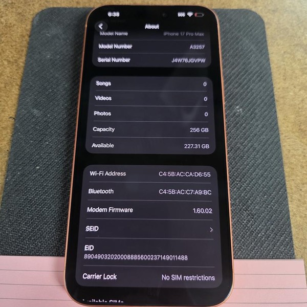 Apple iPhone 17 Pro Max - Unlocked, 256 GB, Cosmic Orange, A3257