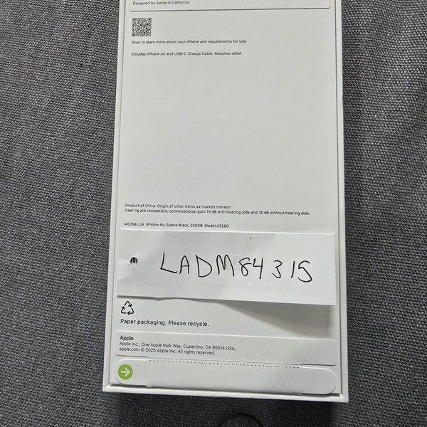 Apple iPhone Air - Verizon, 256 GB, Space Black, A3260