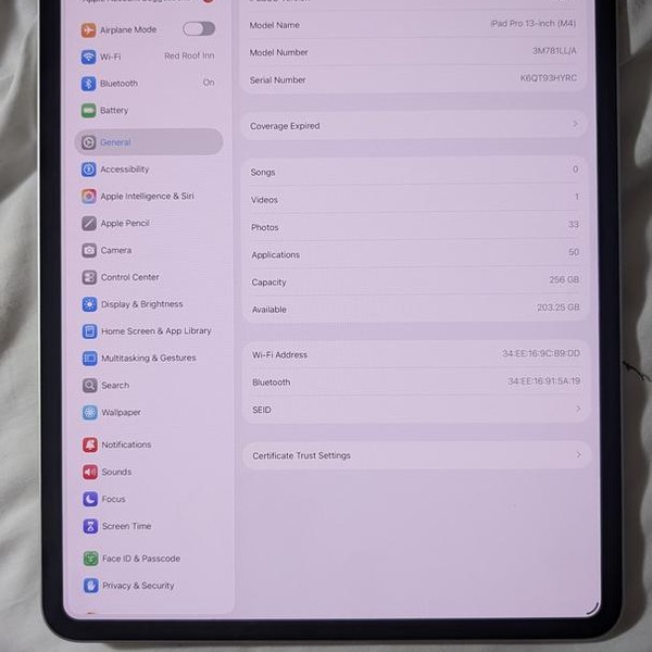 Apple iPad Pro 13 inch (M4) 2024 - Wi-Fi, 256 GB, Silver, 8 GB, A2925, Standard Glass