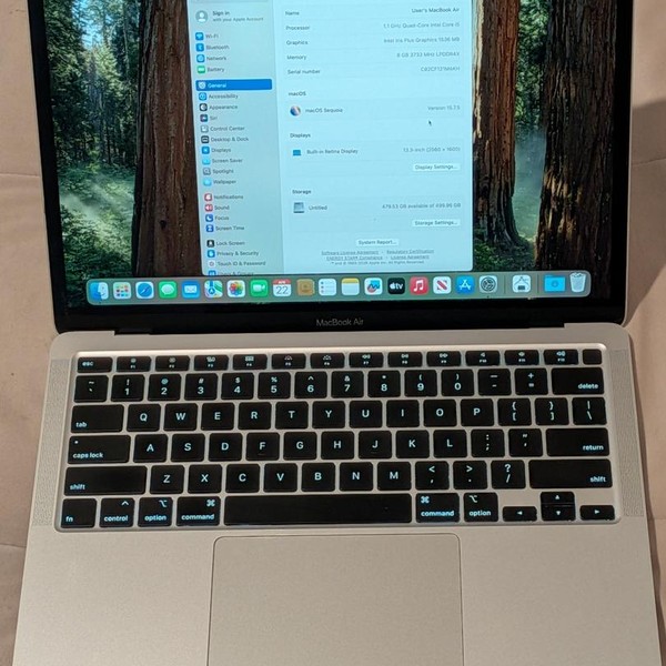MacBook Air 2020 - 13 inch - 512 GB, Silver, 8 GB, Intel Core i5