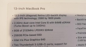Good
													MacBook Pro 2017 (No Touch Bar) - 13" - Gray, 256 GB, 8 GB, photo 1 of 15