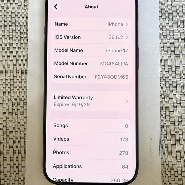 Apple iPhone 17 - Unlocked, 256 GB, Black, A3258