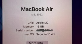 Good
													MacBook Air 2022 (M2) - 13" - Apple M2, Midnight, 512 GB, 16 GB, photo 6 of 6