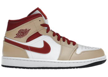 Jordan 1 Mid Light Curry Cardinal for sale