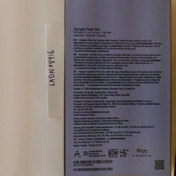 Google Pixel 10a - Unlocked, 128 GB, Lavender, GE1GQ