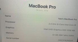 Good
													MacBook Pro 2019 - 16" - I9, Gray, 512 GB, 32 GB, photo 2 of 25
