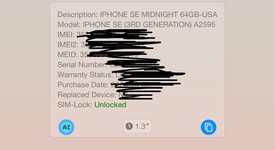 New
													Apple iPhone SE 3rd Gen 2022 - Unlocked, Midnight, 64 GB, A2595, photo 3 of 4