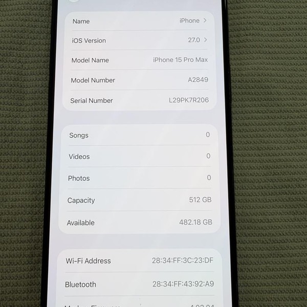 Apple iPhone 15 Pro Max - Unlocked, 512 GB, Blue, A2849