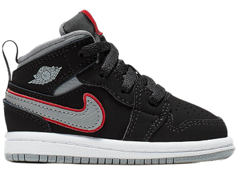 Jordan 1 Mid Black Particle Grey Gym Red (TD) for sale