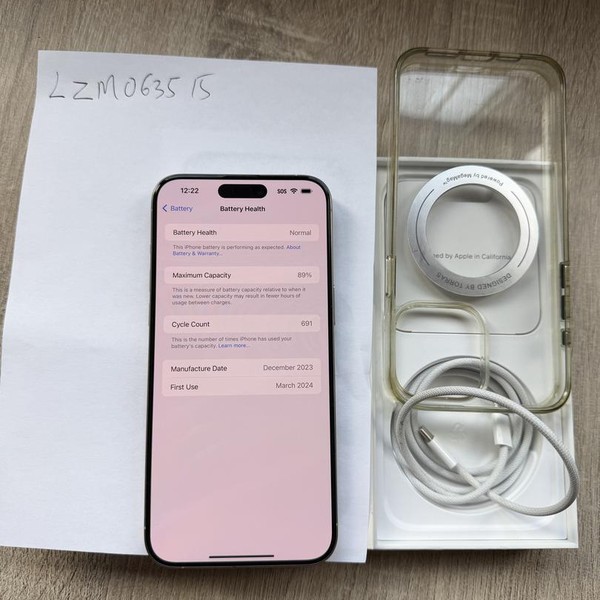 Apple iPhone 15 Pro Max - Unlocked, 256 GB, White, A2849