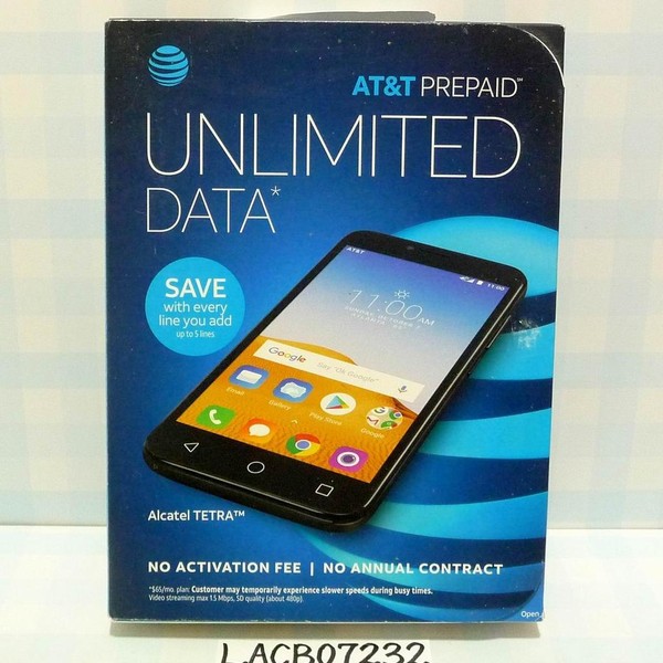 Alcatel Tetra - AT&T, 16 GB, Black, 2 GB, Prepaid