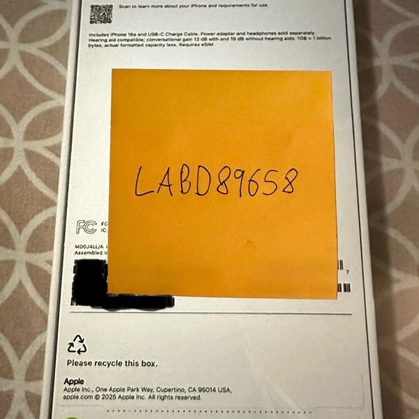 Apple iPhone 16e - Unlocked, 128 GB, Black, A3212