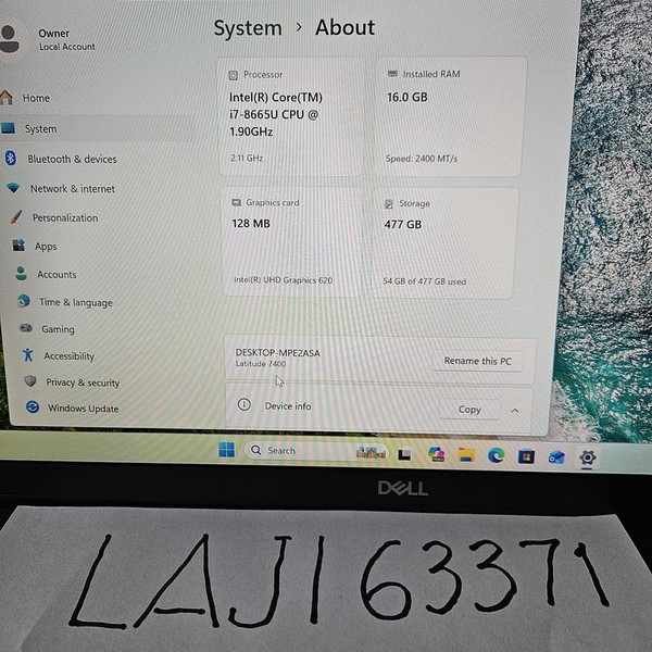 Dell Latitude 7400 - 512 GB, 16 GB, Intel Core i7