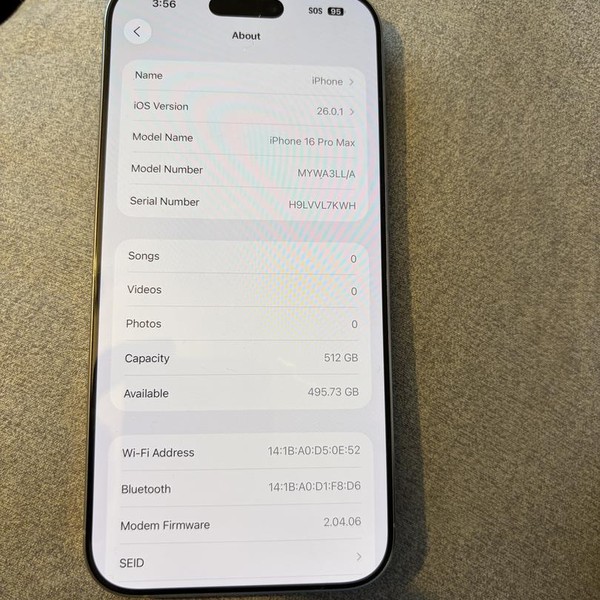 Apple iPhone 16 Pro Max - Unlocked, 512 GB, Natural, A3084