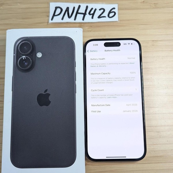 Apple iPhone 16 - AT&T, 128 GB, Black, A3081