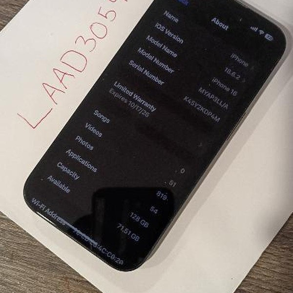 Apple iPhone 16 - Unlocked, 128 GB, Black, A3081