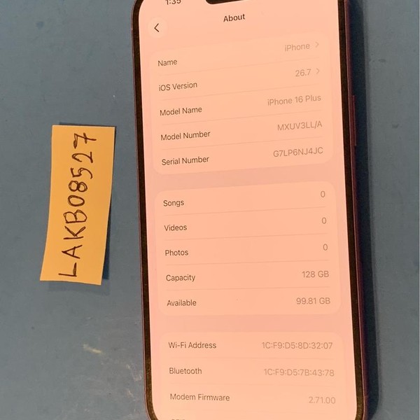 Apple iPhone 16 Plus - Verizon, 128 GB, Pink, A3082