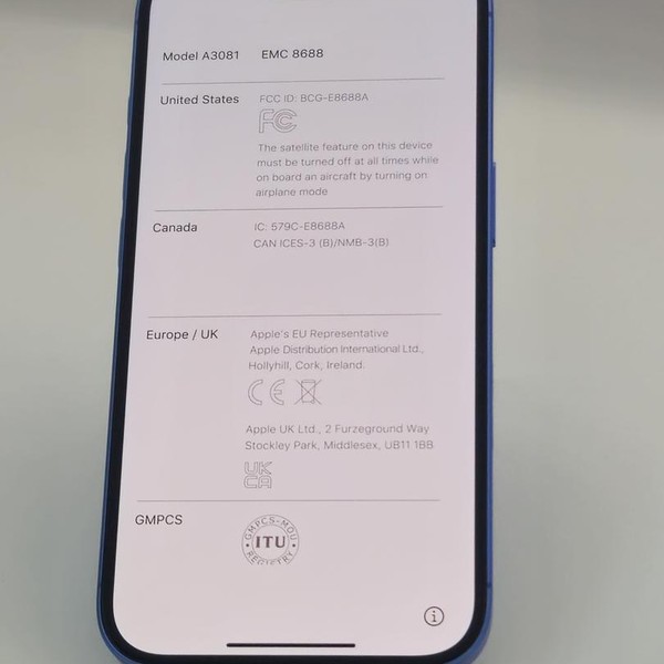 Apple iPhone 16 - Verizon, Ultramarine, 128 GB, A3081