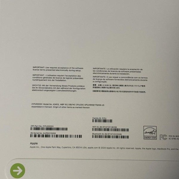 MacBook Pro 2024 - 16 inch - 1 TB, Space Black, 48 GB, Apple M4 Pro 14-core