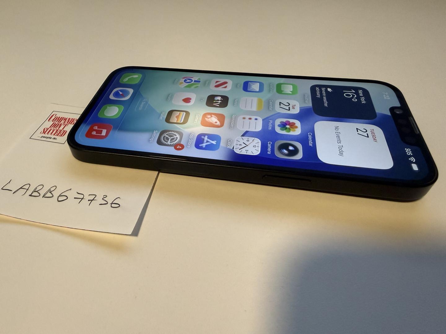 Apple iPhone 14 - Unlocked, 128GB, Midnight, A2649 - LABB67736