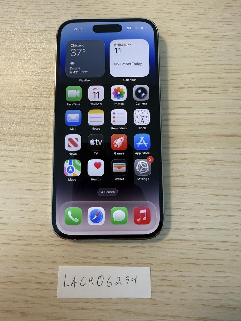 Apple iPhone 14 Pro - Unlocked, 256GB, Silver, A2650 - LACR06294