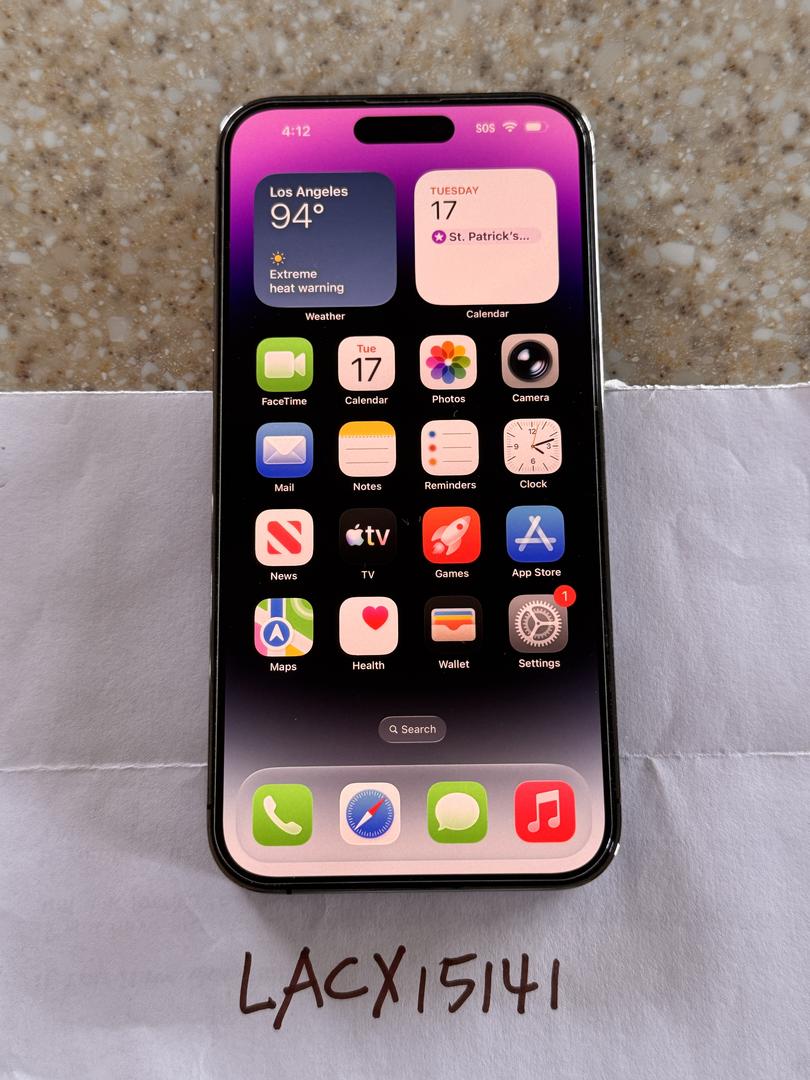 Apple iPhone 14 Pro Max - Unlocked, 128GB, Purple, A2651