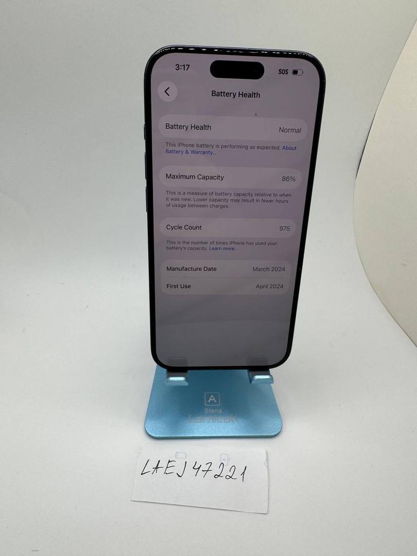 Apple iPhone 15 Pro - Unlocked, 128GB, Blue, A2848 - LAEJ47221