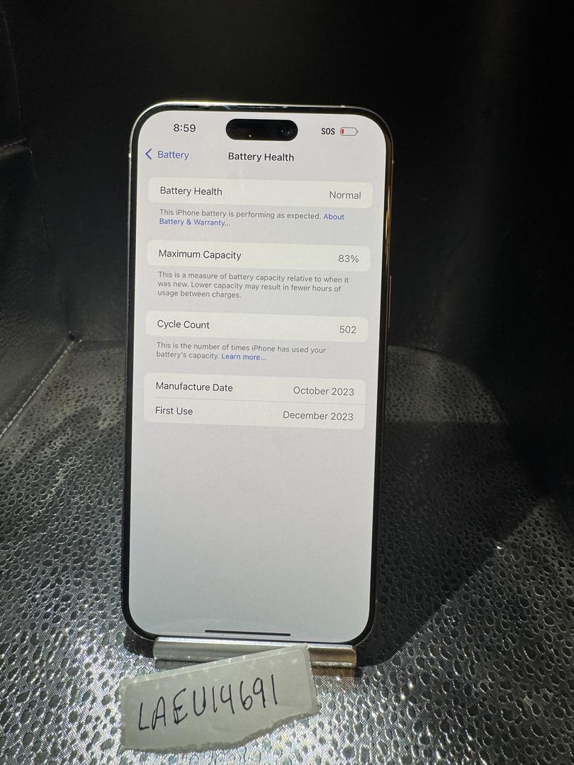 Apple iPhone 15 Pro Max - Verizon, 256GB, White, A2849 - LAEU14691