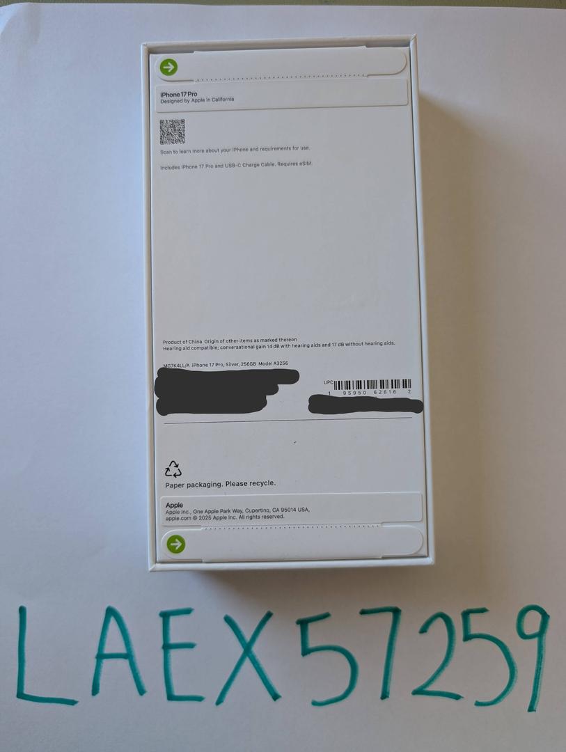 Apple iPhone 17 Pro - Unlocked, 256GB, Silver, A3256 - LAEX57259