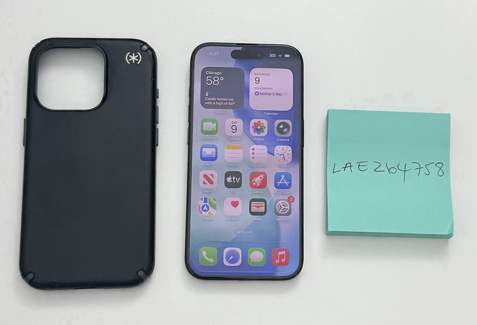 Apple iPhone 15 Pro - Unlocked, 256GB, Black, A2848 - LAEZ64758