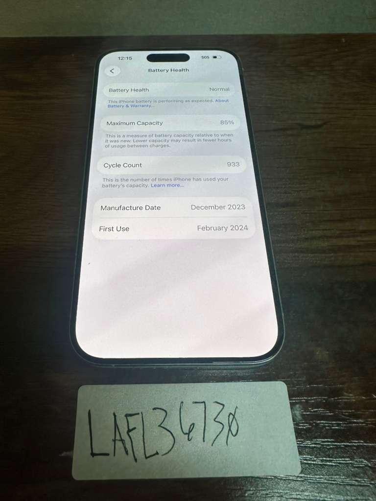 Apple iPhone 15 Pro - Unlocked, 128GB, White, A2848 - LAFL36730