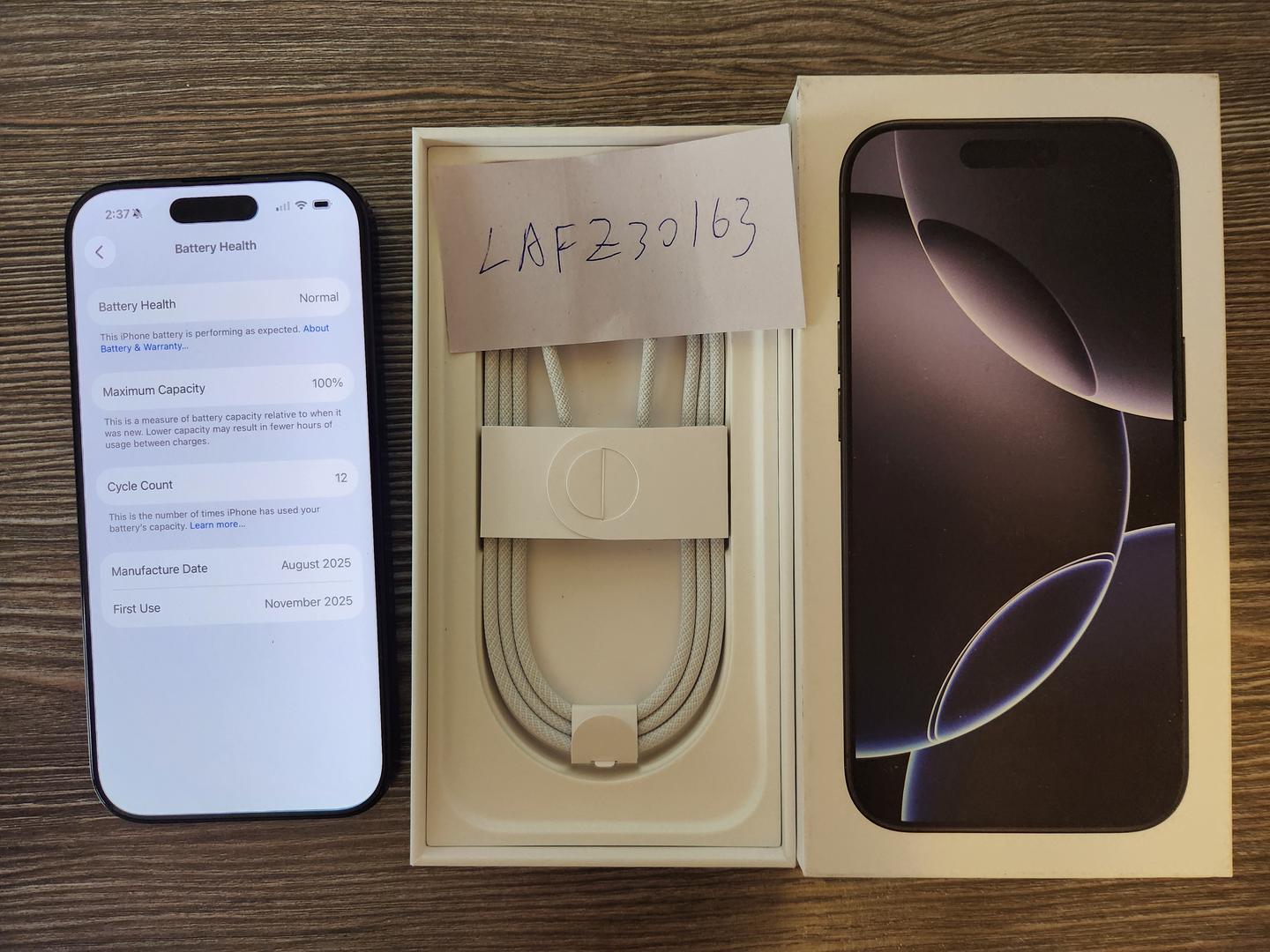 Apple iPhone 16 Pro - Unlocked, 128GB, Black, A3083 - LAFZ30163