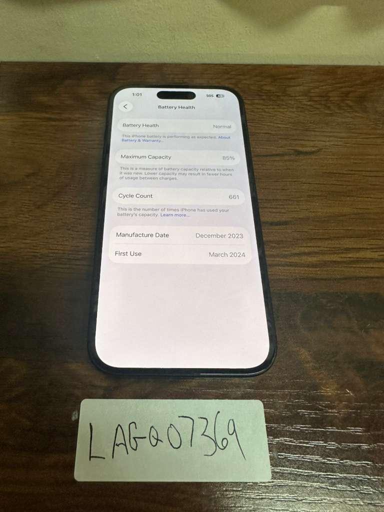 Apple iPhone 15 - Unlocked, 128GB, Black, A2846 - LAGQ07369 - Swappa