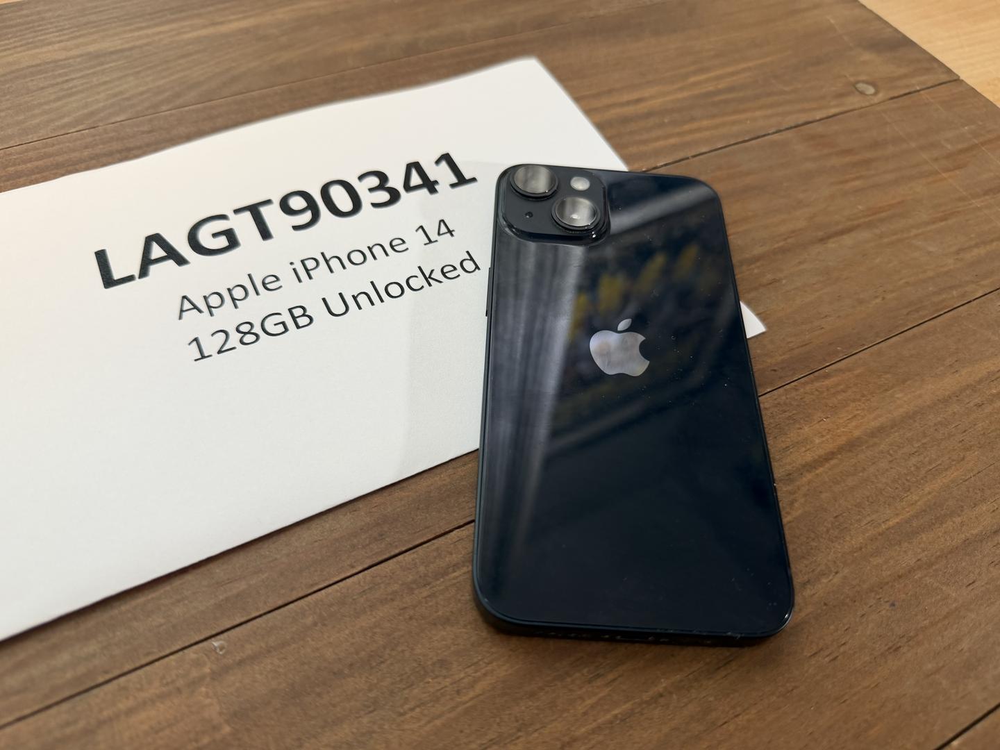Apple iPhone 14 - Unlocked, 128GB, Midnight, A2649 - LAGT90341