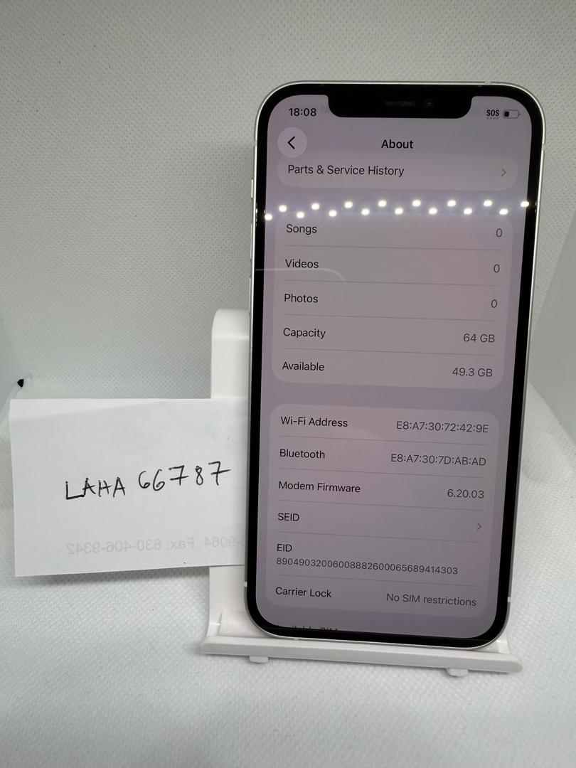 Apple iPhone 12 - Unlocked, 64GB, White, A2172 - LAHA66787 - Swappa