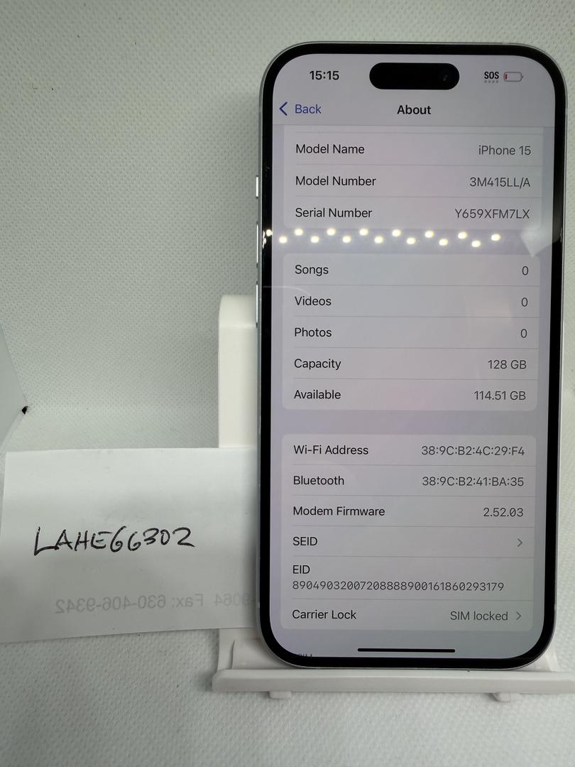 Apple iPhone 15 - Verizon, 128GB, Blue, A2846 - LAHE66302 - Swappa