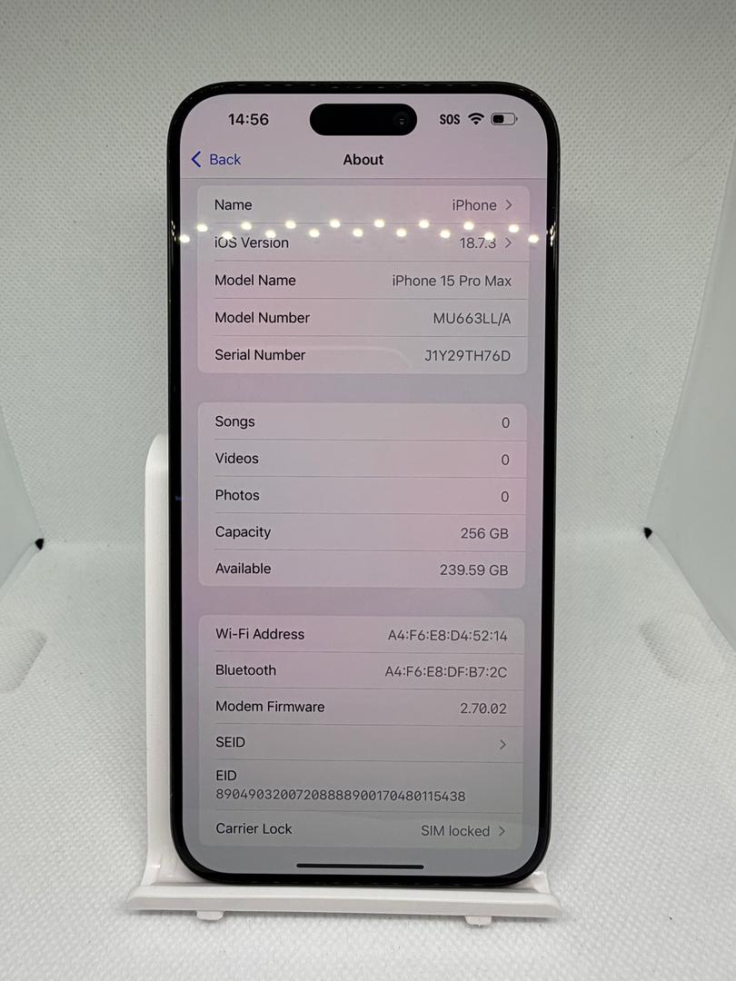 Apple iPhone 15 Pro Max - T-Mobile, 256GB, Black, A2849