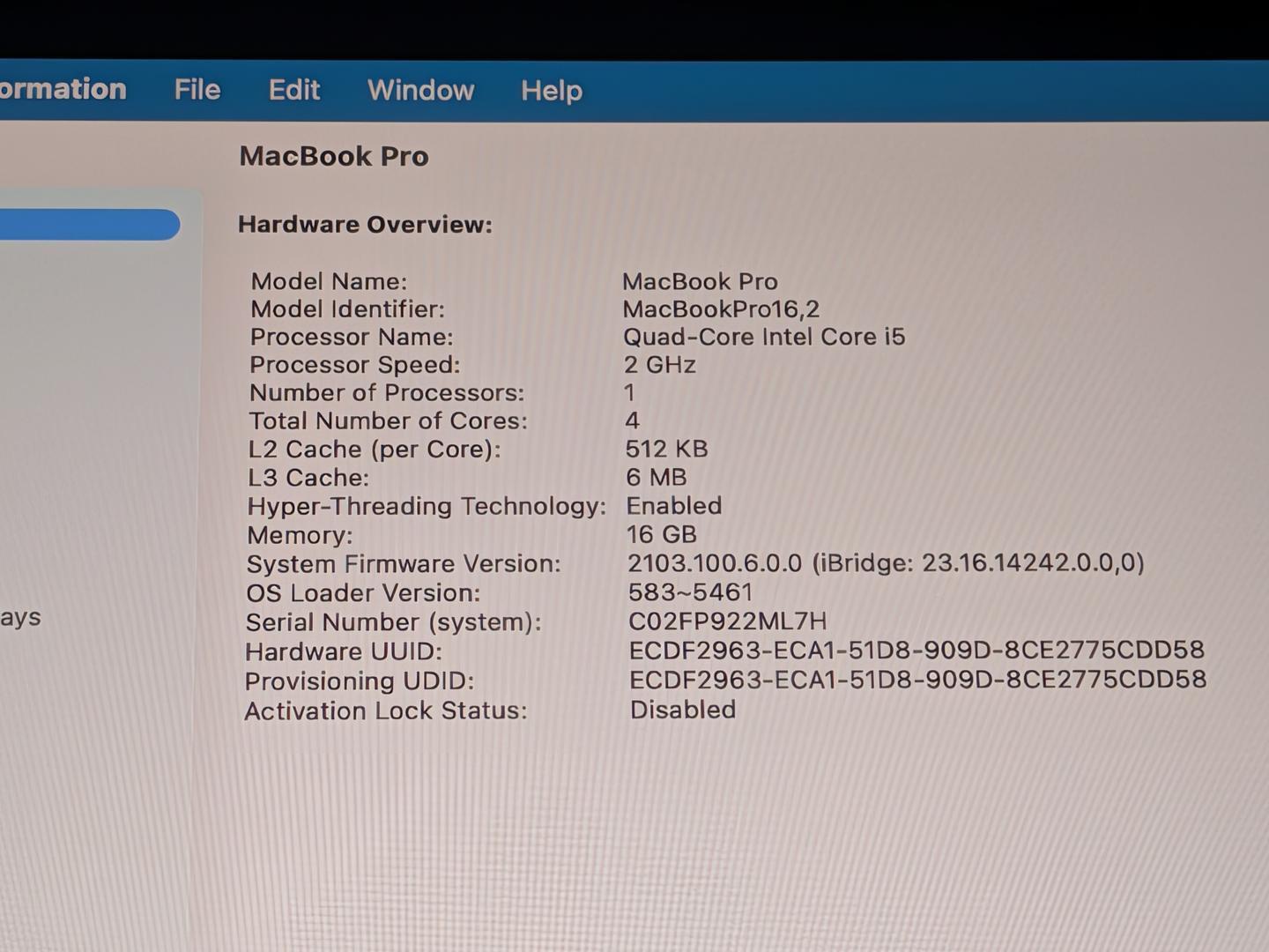 MacBook Pro 2020 - 13" - 512 GB, gris, 16 GB, Intel Core i5 4