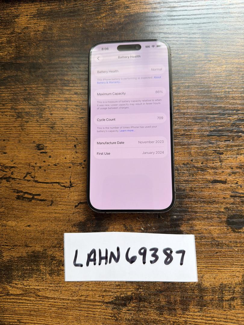 Apple iPhone 15 Pro - Unlocked, 128GB, Black, A2848 - LAHN69387