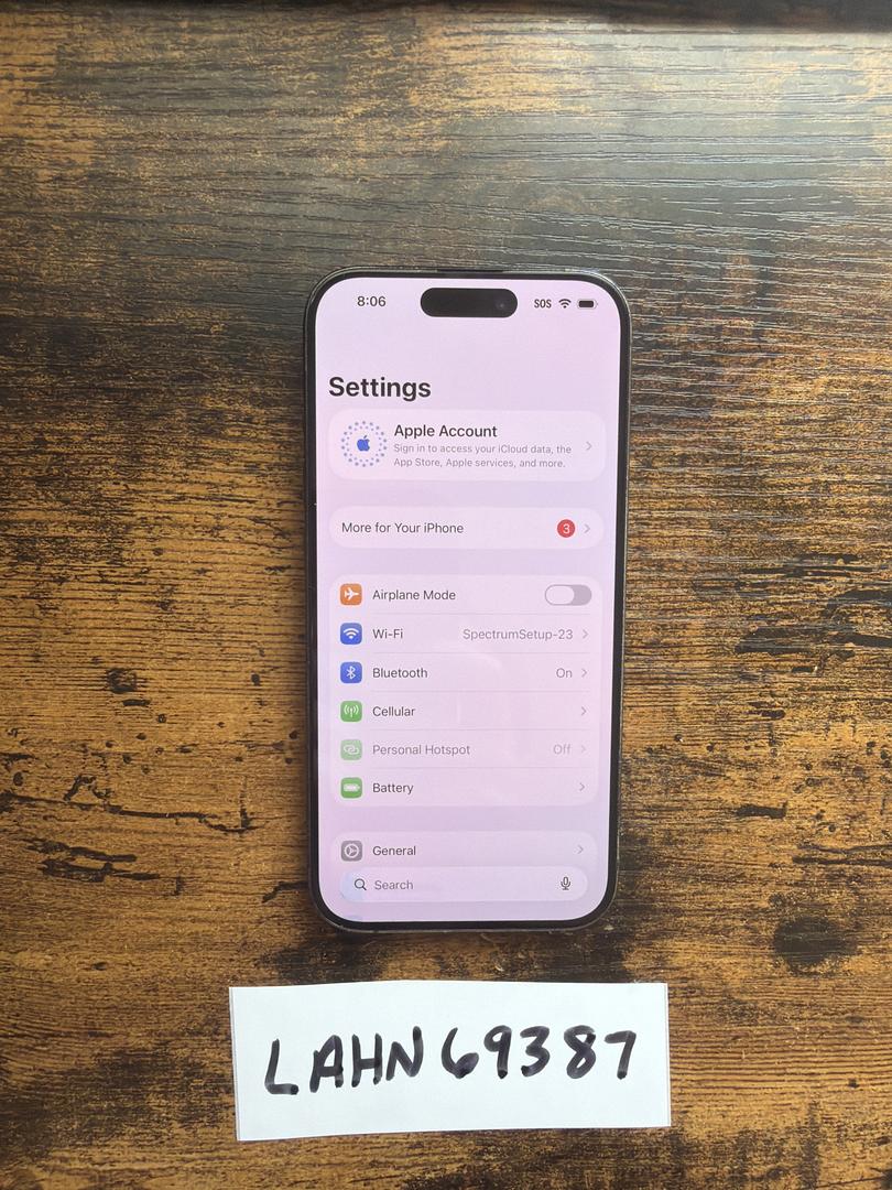 Apple iPhone 15 Pro - Unlocked, 128GB, Black, A2848 - LAHN69387