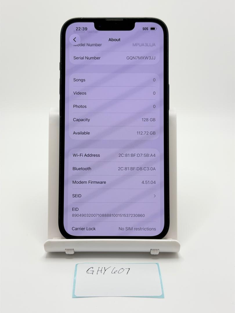 Apple iPhone 14 - Unlocked, 128GB, Midnight, A2649 - LAKR87658