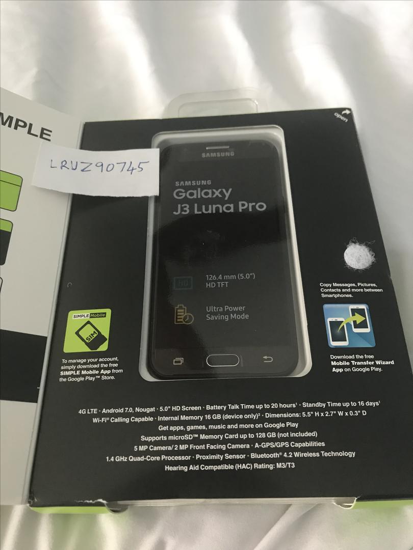 Samsung Galaxy J3 Luna Pro Simple Mobile, Black LRUZ90745 Swappa