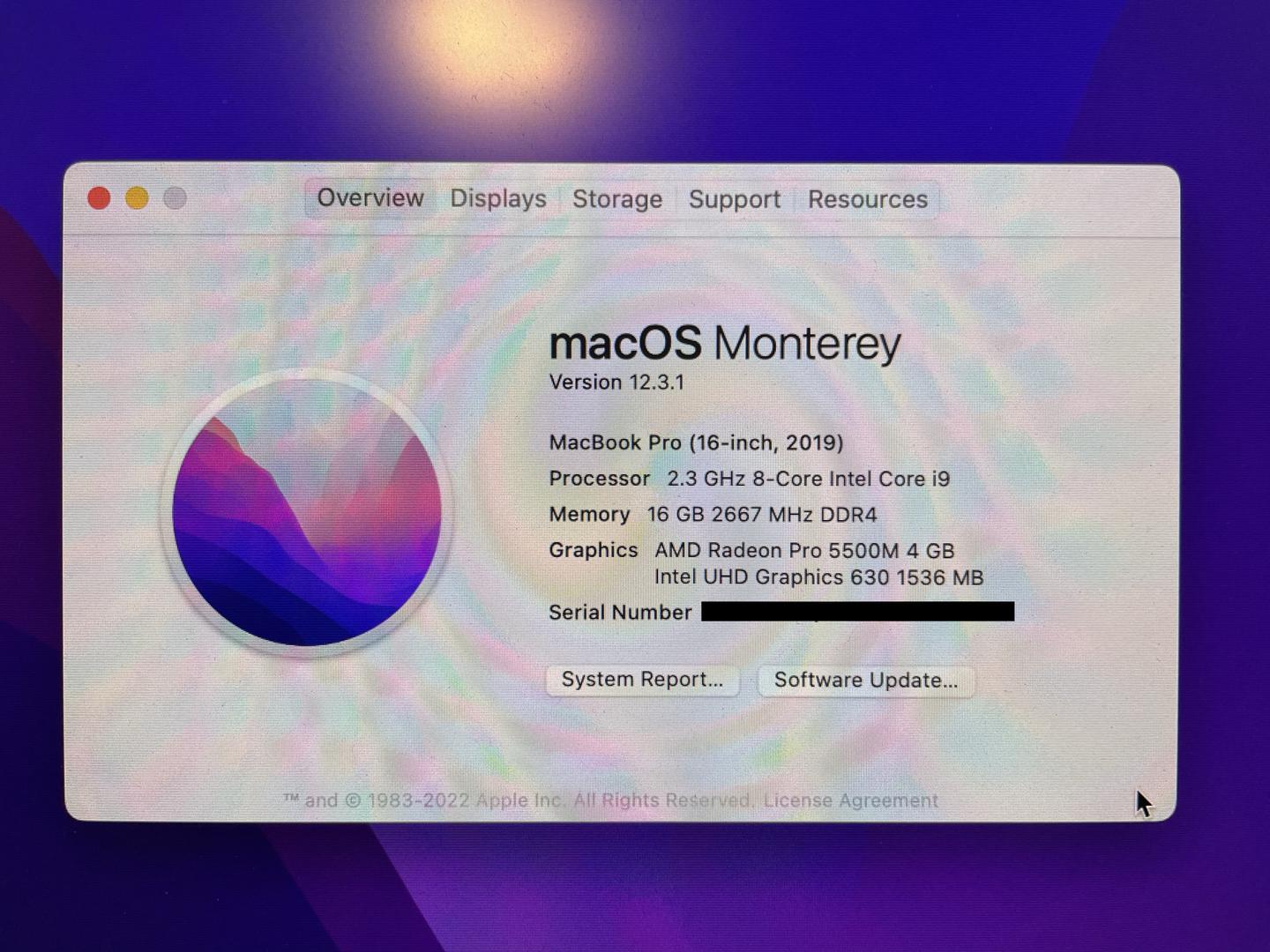 MacBook Pro 2019 - 16", color Gray