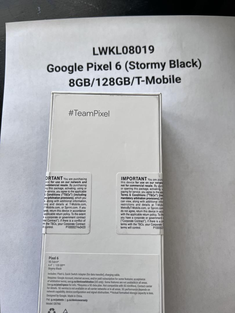 Google Pixel 6, color Black
